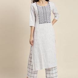 Vishudh Women Off-White Printed Kurta with Palazzos-picture-1