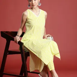 Indo Era Women Printed Pure Cotton Kurta with Trousers-image-14
