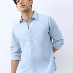 Urbano Fashion Men's Light Blue Cotton Full Sleeve Regular Fit Casual Solid Shirt-picture-18