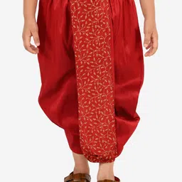 VASTRAMAY Boys Maroon Embroidered Pleated Dhoti-picture-29