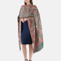 MUFFLY Women's Kashmiri Kani Woven Woolen Reversible Shawl image 2