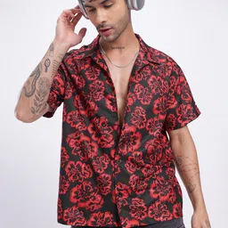 UNRL Floral Printed Cuban Collar Relaxed Fit Casual Shirt-picture-39