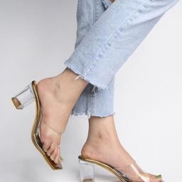 Shoetopia Copper-Toned & Transparent Block Sandals-picture-7