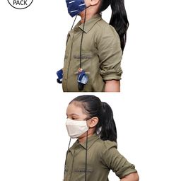 JBN Creation Unisex Kids Pack Of 2 Navy-Blue & White Solid Reusable Cloth Masks-picture-18