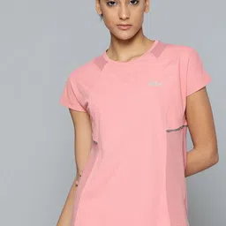 HRX by Hrithik Roshan Women Pink Brand Logo Print Extended Sleeves T-shirt-image-50