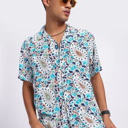 glitchez Print Splash Paisley Florals Relaxed Bowling Shirt-picture-21