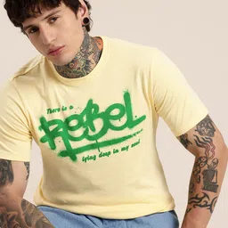 HERE&NOW Typography Printed Pure Cotton T-shirt-picture-43