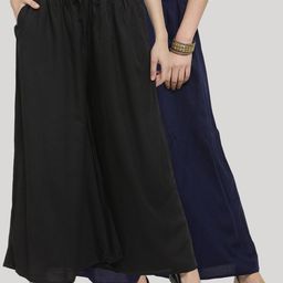 Clora Creation Women Pack Of 2 Solid Wide Leg Palazzos-picture-34