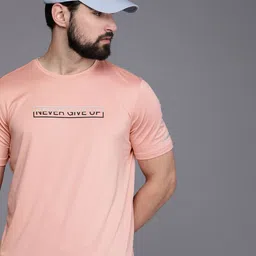 Louis Philippe ATHPLAY Men Tan Typography Printed Short Sleeves T-shirt-picture-26