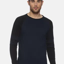 YAK YAK Men Navy Blue Slim Fit Solid Round Neck Pure Cotton T-shirt-picture-30