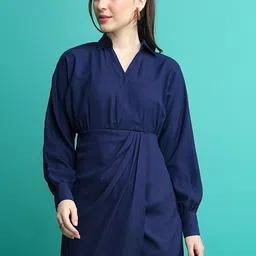Tokyo Talkies Women Solid Draped Wrap Dress-picture-16