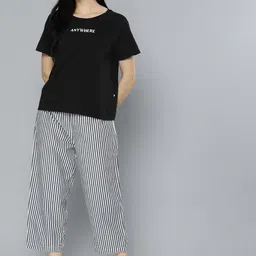 Chemistry Women Black & White Printed Night suit-picture-17