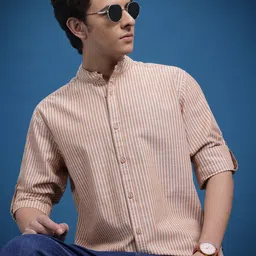 The Roadster Lifestyle Co. Men Classic Striped Pure Cotton Casual Shirt-image-77