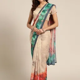 Saree mall Beige & Green Printed Saree-image-64