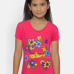 SINI MINI Girls Pink Printed Round Neck T-shirt-picture-30