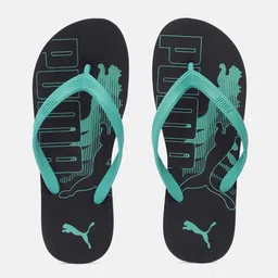 Puma Men Black & Blue Brand Logo Print Leon Thong Flip-Flops-picture-36