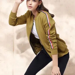 Miss Chase Women Striped Fleece Tailored Jacket-image-80