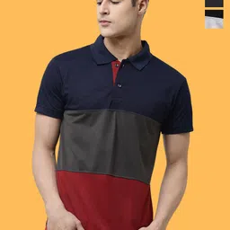 Leotude Men Pack Of 3 Colourblocked Polo Collar Cotton T-shirts-image-21
