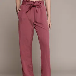 The Roadster Lifestyle Co. Women Paperbag High-Rise Trousers-image-1
