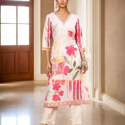 Soch Floral Printed Regular Thread Work Kurta with Trouser-image-46