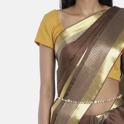 I Jewels Gold-Plated Kundan Studded & Beaded Kamarbandh-image-53