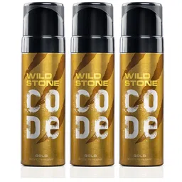 wild stone code Wild stone Men Set of 3 Code Gold Perfume Body Spray image 1
