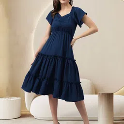 BAESD Sweetheart Neck Flutter Sleeve Fit & Flare Midi Dress-picture-3