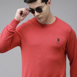 U.S. Polo Assn. Men Red Solid Pullover Sweater-picture-48