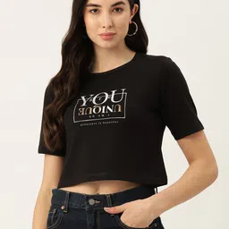 Slenor Women Black Printed Pure Cotton T-shirt-picture-23