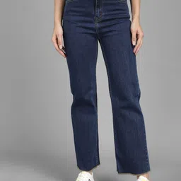 Kotty Women Navy Blue Flared High-Rise Clean Look Jeans-picture-31