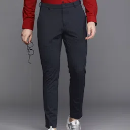 Louis Philippe Ath.Work Men Mid-Rise Textured Comfort Tapered Fit Trousers-picture-22