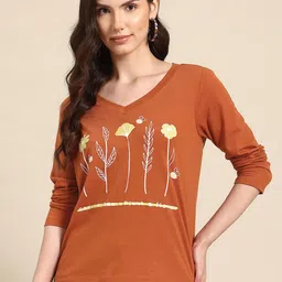 Hang and wear Floral Printed Pure Cotton T-shirt-image-85