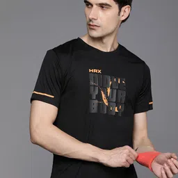 HRX by Hrithik Roshan Typography Printed Rapid-Dry Antimicrobial Training T-shirt image 1