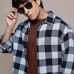 The Roadster Lifestyle Co. Men Relaxed Buffalo Checks Pure Cotton Casual Shirt-picture-11