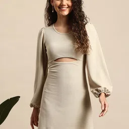 Mast & Harbour Puff Sleeve A-Line Mini Dress with Cut-Out Detail-picture-14