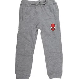 Marvel by Wear Your Mind Kids Grey Melange Spiderman Print Pure Cotton Joggers-picture-14