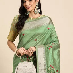 SERONA FABRICS Floral Embroidered Zari Banarasi Saree-picture-16