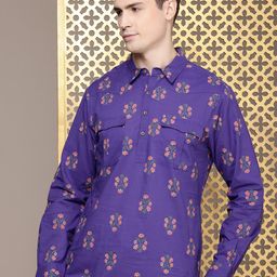House of Pataudi Men Floral Printed Pure Cotton Kurta-picture-30