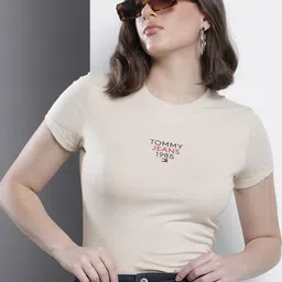 Tommy Hilfiger Brand Logo Printed Slim Fit T-shirt-image-22