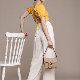 Label Ritu Kumar Yellow Solid Crop Top-picture-14