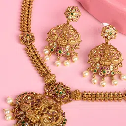 SHARLEEZ Gold Plated AD Studded Jewellery Set-picture-12