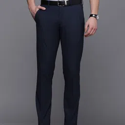 Louis Philippe Men Navy Blue Super Slim Fit Formal Trousers-image-0