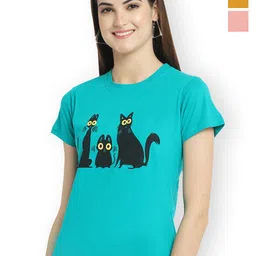 Fabflee Women Multicoloured 3 Printed T-shirt-image-84