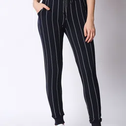 I like me Women Navy Blue & Grey Striped Joggers-image-78