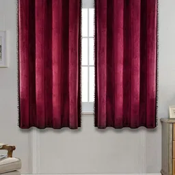 STITCHNEST Maroon Black Out Velvet Window Curtain-picture-18
