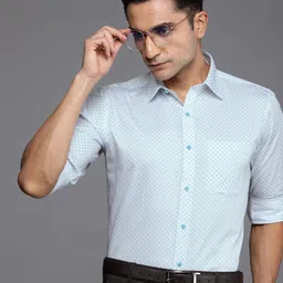 Raymond Pure Cotton Geometric Printed Slim Fit Formal Shirt-image-11