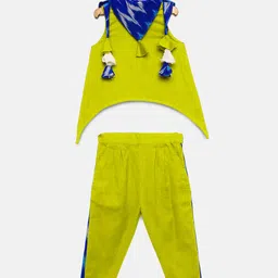 Tutus By Tutu Girls Lime Green & Blue Solid Top with Pyjamas-picture-17