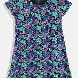Eteenz Girls Floral Printed Cap Sleeves Pure Cotton A-Line Dress-picture-14