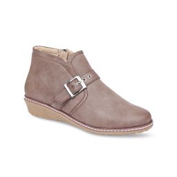 VALIOSAA Women Cream-Coloured Solid Heeled Boots-picture-3