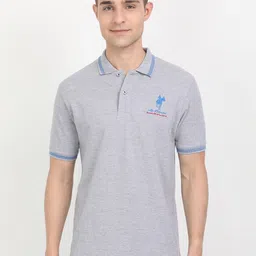 Masculino Latino Men Grey Melange Printed Polo Collar T-shirt-picture-40